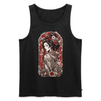 Moderne Geisha Streetwear Rétro Japon Art Style - Débardeur bio Premium Homme - noir - Devant - Michal (187cm)