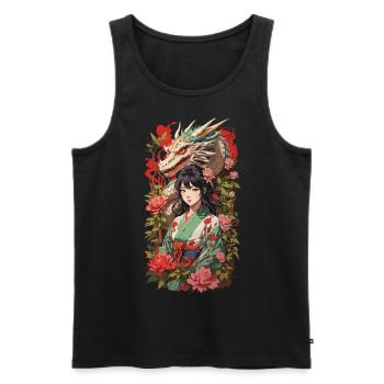 Asian Dragon Anime Aesthetic Girl Design - Men's Premium Organic Tank Top - black - Front - AI Model Male 178 light (178cm)