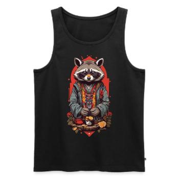 Lucky Raccoon rétro Japon Art Style - Débardeur bio Premium Homme - noir - Devant - Michal (187cm)