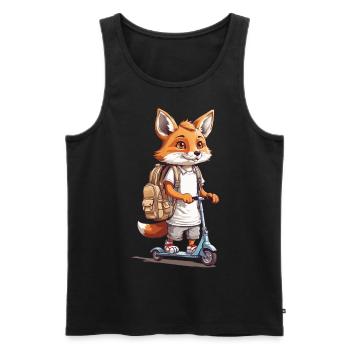Schulweg Fuchs Einschulung Roller Abenteuer Design - Männer Premium Bio Tank Top - Schwarz - Vorne - Michal (187cm)