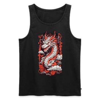 Feuer Drache Japan Ukiyo-E Otaku Kunststil - Männer Premium Bio Tank Top - Schwarz - Vorne - AI Model Male 178 light (178cm)