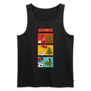 Christmas vs. Cat Comic - Men's Premium Organic Tank Top - black - Front - AI Model Male 178 light (178cm)