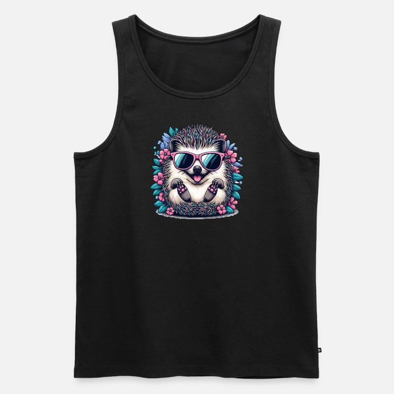 Buntes Igelchen - Männer Premium Bio Tank Top - Schwarz