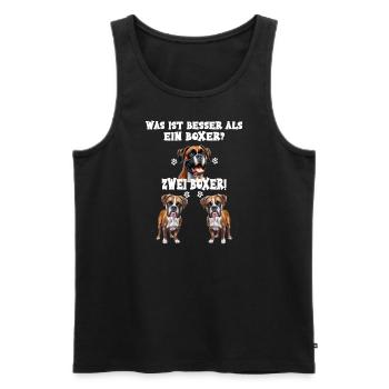 Was ist besser als ein Boxer Zwei Boxer - Männer Premium Bio Tank Top - Schwarz - Vorne - Michal (187cm)