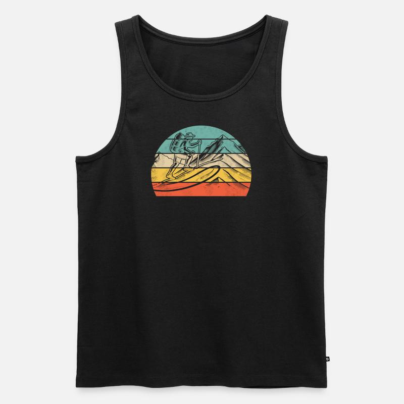 Wanderer Bergpfad - Männer Premium Bio Tank Top - Schwarz