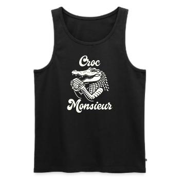 Croque Monsieur Crocodile Croc Monsieur Français - Débardeur bio Premium Homme - noir - Devant - AI Model Male 178 light (178cm)