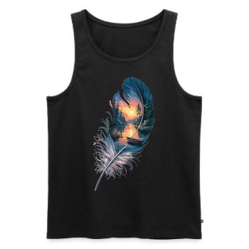 Boat on the lake – nature in a spring - Men's Premium Organic Tank Top - black - Front - Michal (187cm)