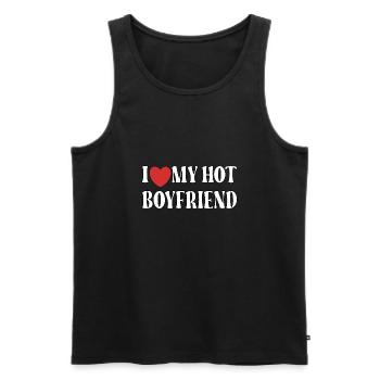 J’aime mon petit ami chaud - Débardeur bio Premium Homme - noir - Devant - Michal (187cm)