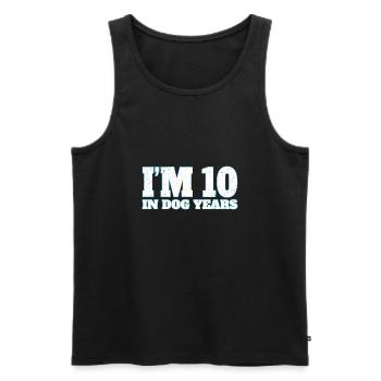 J’ai 10 ans en années de chien - Débardeur bio Premium Homme - noir - Devant - Michal (187cm)