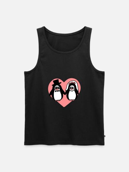 penguin wedding - Men's Premium Organic Tank Top - black