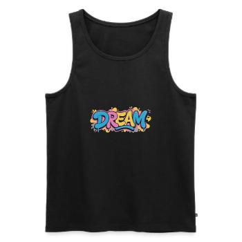 DREAM Graffiti Design voller Farbe und Motivation - Männer Premium Bio Tank Top - Schwarz - Vorne - Michal (187cm)