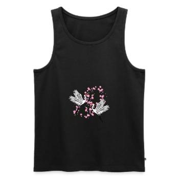 Trana und Kirschblütenstickerei japanisches Geschenk - Männer Premium Bio Tank Top - Schwarz - Vorne - Michal (187cm)