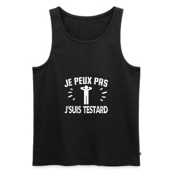 je peux pas j'suis testard - Débardeur bio Premium Homme - noir - Devant - Michal (187cm)