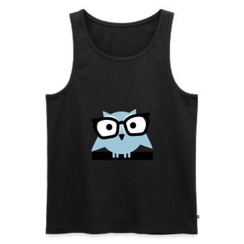owl with glasses - Men's Premium Organic Tank Top - black - Front - AI Model Male 178 light (178cm)