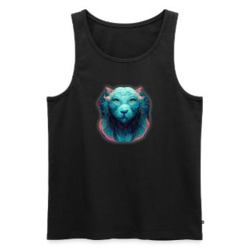 LION - Men's Premium Organic Tank Top - black - Front - Michal (187cm)