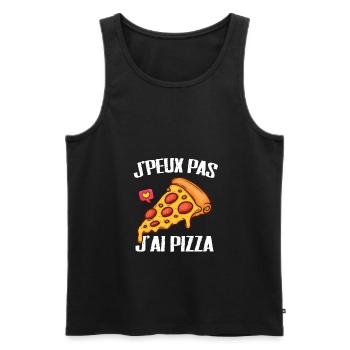 J'peux pas j'ai pizza cadeau drôle bouffe - Débardeur bio Premium Homme - noir - Devant - Michal (187cm)