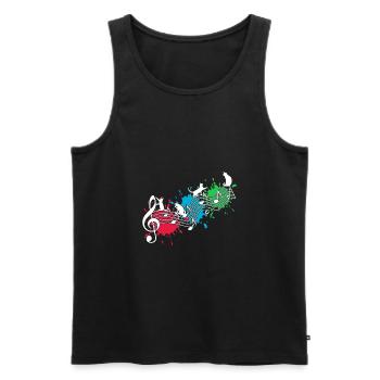Funny cats note lines color blots - Men's Premium Organic Tank Top - black - Front - AI Model Male 178 light (178cm)