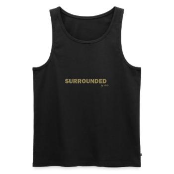 Surrounded by Idiots Funny Sayings - Men's Premium Organic Tank Top - black - Front - AI Model Male 178 light (178cm)