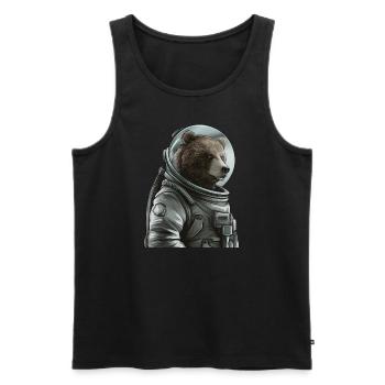 Ours brun pensif astronaute - Débardeur bio Premium Homme - noir - Devant - Michal (187cm)