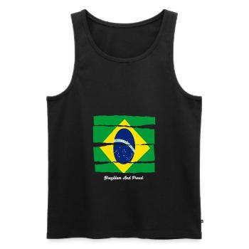 Brasilianer und Stolz Brasilien - Männer Premium Bio Tank Top - Schwarz - Vorne - Michal (187cm)