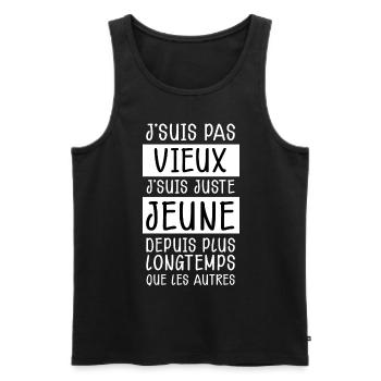 J'Suis Pas Vieux J'Suis Juste Jeune - Débardeur bio Premium Homme - noir - Devant - AI Model Male 178 light (178cm)