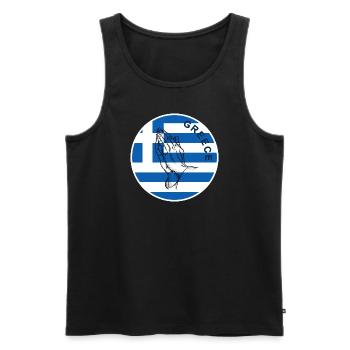 Drapeau grec - Débardeur bio Premium Homme - noir - Devant - Michal (187cm)