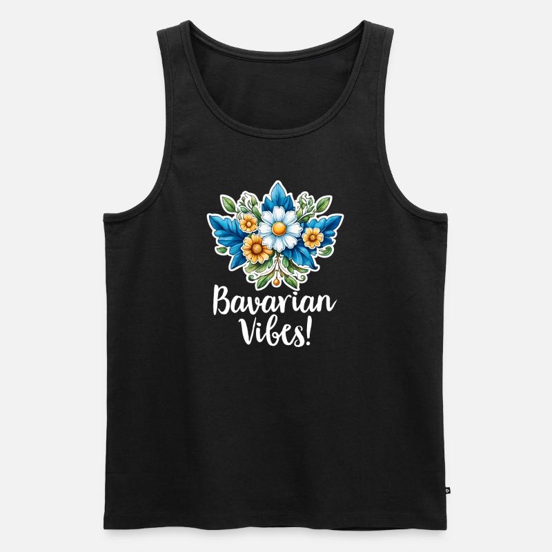 BAVARIAN VIBES BLUMENSTRAUSS - Männer Premium Bio Tank Top - Schwarz