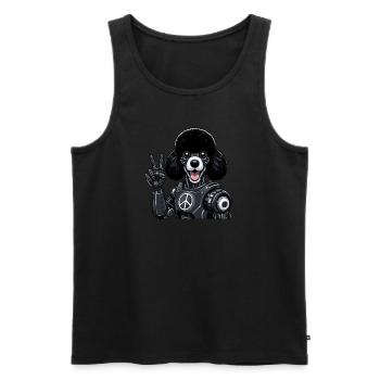 Cyborg Pudel mit Friedenszeichen Roboter Design - Männer Premium Bio Tank Top - Schwarz - Vorne - AI Model Male 178 light (178cm)