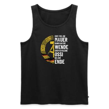 Ossi bis zum Ende - DDR Spruch - Männer Premium Bio Tank Top - Schwarz - Vorne - Michal (187cm)