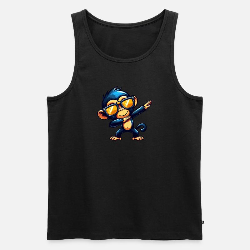Schimpanse Dabbing Cool Affe Tanzend - Männer Premium Bio Tank Top - Schwarz