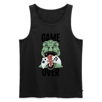 Game Over Dinosaurier - ROAR! T-Rex animiert - Männer Premium Bio Tank Top - Schwarz - Vorne - AI Model Male 178 light (178cm)