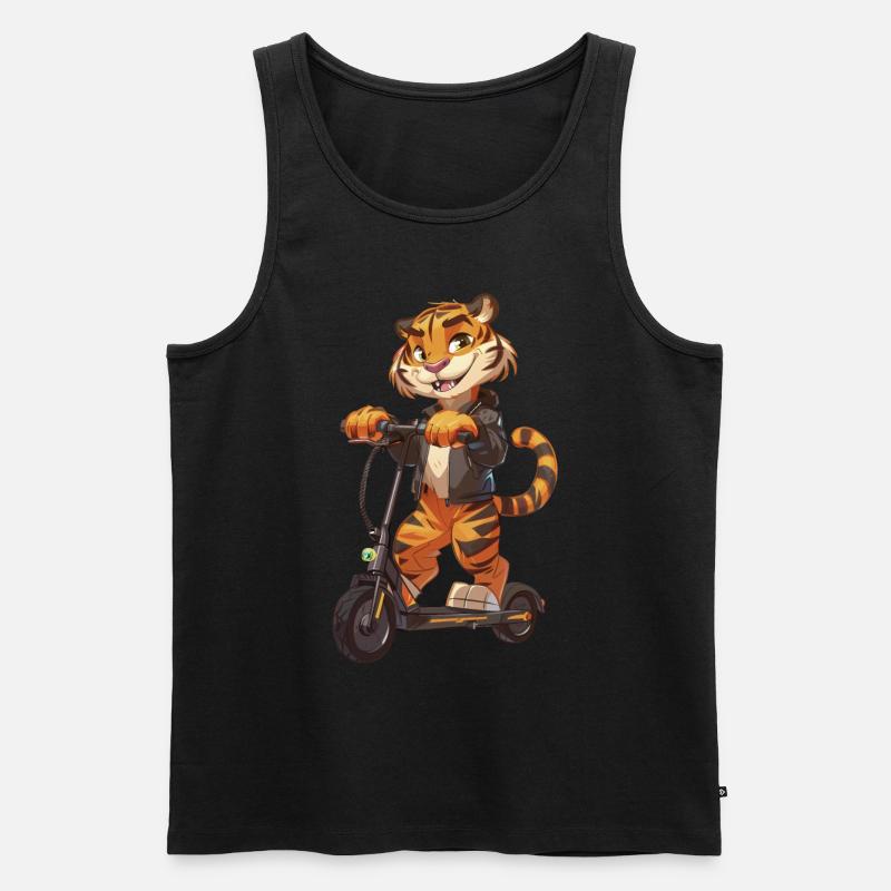 Tiger Roller - Männer Premium Bio Tank Top - Schwarz