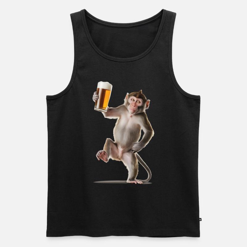 Affe Bier - Männer Premium Bio Tank Top - Schwarz