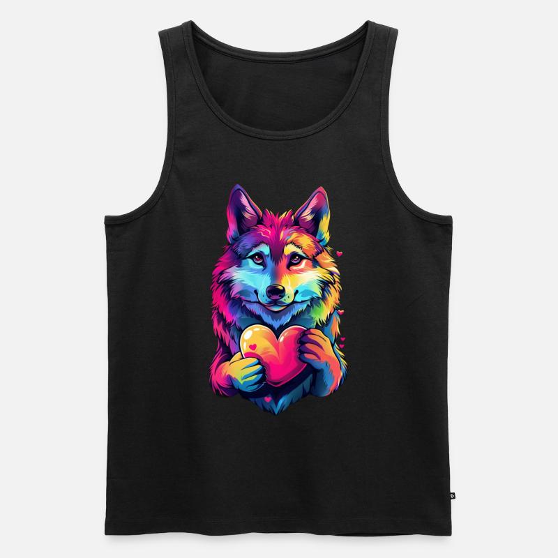 Wolf - Männer Premium Bio Tank Top - Schwarz