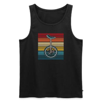 Monocycle équitation Rétro Vintage Unicycle coucher de soleil - Débardeur bio Premium Homme - noir - Devant - AI Model Male 178 light (178cm)