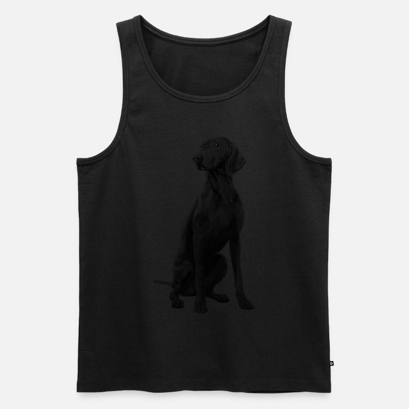 Sitzender Weimaraner Hund - Männer Premium Bio Tank Top - Schwarz