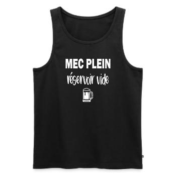 Mec plein réservoir vide t-shirt bière homme - Débardeur bio Premium Homme - noir - Devant - Michal (187cm)