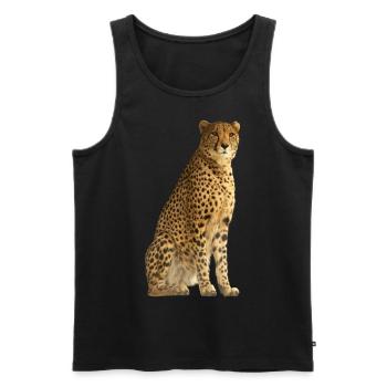 Cheetah Cat Africa Cat Wilderness Illustration - Men's Premium Organic Tank Top - black - Front - AI Model Male 178 light (178cm)