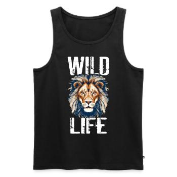 Lion Wild Life Lion Head Predator Art coloré - Débardeur bio Premium Homme - noir - Devant - AI Model Male 178 light (178cm)