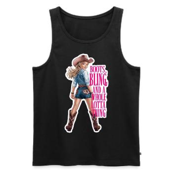 Humorvolles Leben auf dem Bauernhof Cowboy für - Männer Premium Bio Tank Top - Schwarz - Vorne - Michal (187cm)