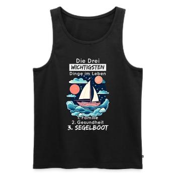 Die Drei Wichtigsten Dinge Im Leben - Segelboot - Männer Premium Bio Tank Top - Schwarz - Vorne - Michal (187cm)