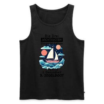 Die Drei Wichtigsten Dinge Im Leben - Segelboot - Männer Premium Bio Tank Top - Schwarz - Vorne - Michal (187cm)