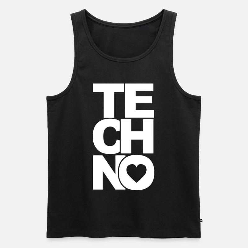 TECHNO LIEBE LOVE - Männer Premium Bio Tank Top - Schwarz