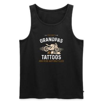 Les meilleurs grands-pères ont des tatouages... - Débardeur bio Premium Homme - noir - Devant - Michal (187cm)