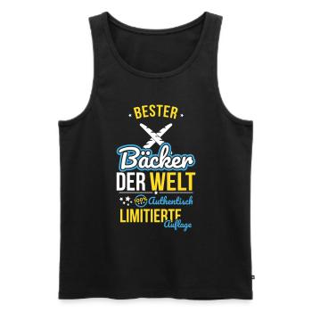 Best Baker in the World - 100% Authentic - Men's Premium Organic Tank Top - black - Front - AI Model Male 178 light (178cm)