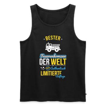Bester Feuerwehrmann der Welt - 100% Authentisch - Männer Premium Bio Tank Top - Schwarz - Vorne - Michal (187cm)