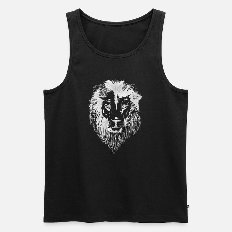 Löwe - Männer Premium Bio Tank Top - Schwarz