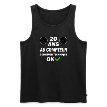 20 ans au compteur contrôle technique ok - Débardeur bio Premium Homme - noir - Devant - Michal (187cm)