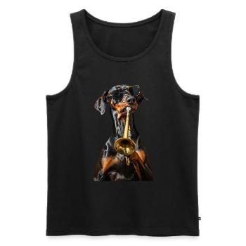 Doberman Pinscher Trumpet - Men's Premium Organic Tank Top - black - Front - Michal (187cm)