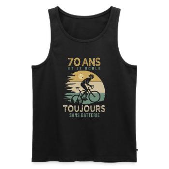 70 ans cadeau vélo 70 anniversaire velo - Débardeur bio Premium Homme - noir - Devant - Michal (187cm)